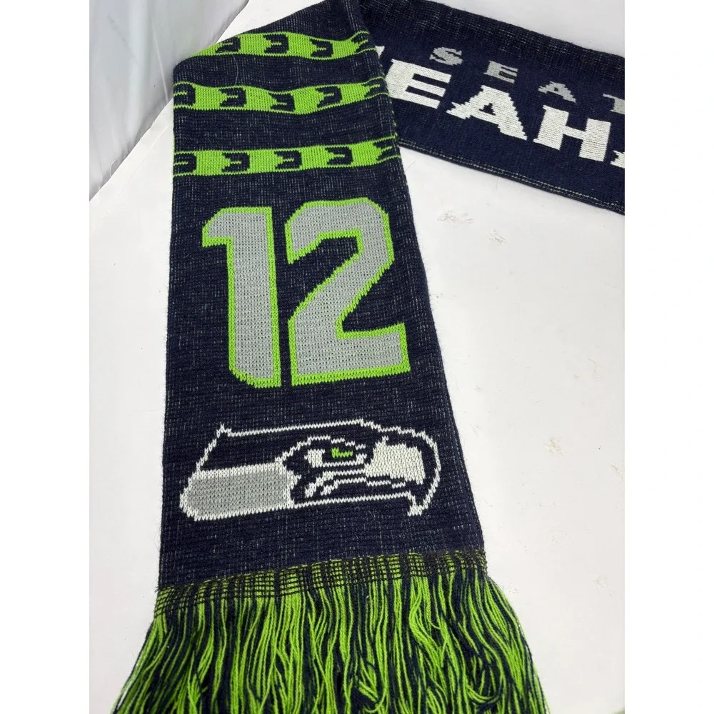 Seattle Seahawks Scarf FOCO 12th Man‎ Knit NFL Fan Gear Blue Green Fringe